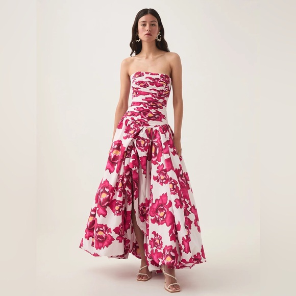 AJE Behold Floral Maxi Dress in Pink and White - Picture 1 of 8